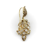 Early Victorian 18K Gold Diamond Earrings with Leaf and Ribbon Motif w/ 6 Carats Earrings Kirsten's Corner