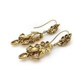 Early Victorian 18K Gold Diamond Earrings with Leaf and Ribbon Motif w/ 6 Carats Earrings Kirsten's Corner