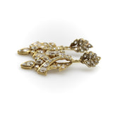 Early Victorian 18K Gold Diamond Earrings with Leaf and Ribbon Motif w/ 6 Carats Earrings Kirsten's Corner