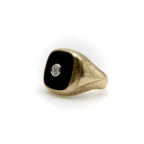 14K Gold Onyx and Diamond Signet Ring Ring Kirsten's Corner