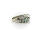 Art Deco Platinum Diamond Emerald and Pave Diamond Ring ring Kirsten's Corner