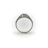 Art Deco Platinum Diamond Emerald and Pave Diamond Ring ring Kirsten's Corner