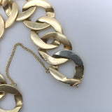 Vintage 14K Gold Wide Flattened Curb Link Bracelet Bracelet Kirsten's Corner