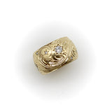 Victorian 14K Gold Hand-Engraved Celestial Themed Band or Ring with Diamonds