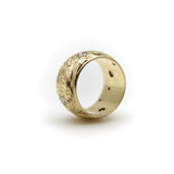Victorian 14K Gold Hand-Engraved Celestial Themed Band or Ring with Diamonds ring Kirsten's Corner