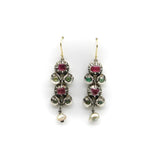 Georgian Revival Ruby, Emerald, and Pearl Giardinetti Earrings earrings Kirsten's Corner