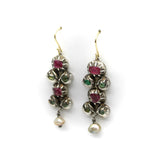 Georgian Revival Ruby, Emerald, and Pearl Giardinetti Earrings earrings Kirsten's Corner