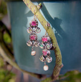 Georgian Revival Ruby, Emerald, and Pearl Giardinetti Earrings earrings Kirsten's Corner