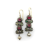 Georgian Revival Ruby, Emerald, and Pearl Giardinetti Earrings earrings Kirsten's Corner