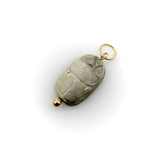 Egyptian Revival Gray Stone Scarab Pendant with 14K Gold Mount Pendant, Charm Kirsten's Corner