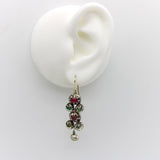 Georgian Revival Ruby, Emerald, and Pearl Giardinetti Earrings earrings Kirsten's Corner