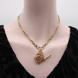 Victorian 9K Gold Trombone Link Chain with T-Bar, Spring Ring, and Dog Clip Chain Kirsten's Corner