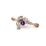 Victorian 12K Gold Diamond, Amethyst, Pearl, and Garnet Fly Brooch Brooches, Pins Kirsten's Corner