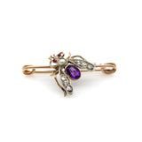Victorian 12K Gold Diamond, Amethyst, Pearl, and Garnet Fly Brooch Brooches, Pins Kirsten's Corner
