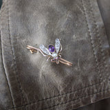Victorian 12K Gold Diamond, Amethyst, Pearl, and Garnet Fly Brooch Brooches, Pins Kirsten's Corner