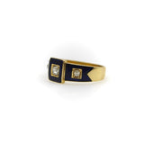 18K Gold Early Victorian Diamond Trilogy Ring with Blue Enamel Details Ring Kirsten's Corner