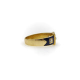 18K Gold Early Victorian Diamond Trilogy Ring with Blue Enamel Details Ring Kirsten's Corner