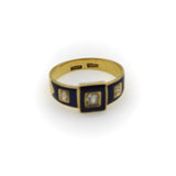 18K Gold Early Victorian Diamond Trilogy Ring with Blue Enamel Details Ring Kirsten's Corner