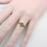 18K Gold Victorian Delicate Old Mine Cut Diamond and Emerald Ring Ring Kirsten's Corner