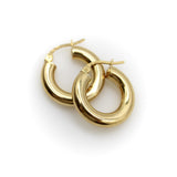 Vintage Italian 18K Gold Macaroni Hoop Earrings Earrings Kirsten's Corner