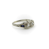 18K Gold Edwardian/Art Deco Two Stone Diamond Ring with Sapphires Ring Kirsten's Corner Jewelry