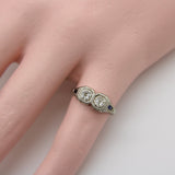 18K Gold Edwardian/Art Deco Two Stone Diamond Ring with Sapphires Ring Kirsten's Corner Jewelry