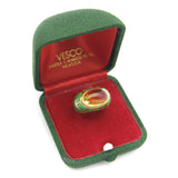 Vintage 18K Gold Citrine Cabochon and Green Enamel Roberto Legnazzi Ring ring Kirsten's Corner