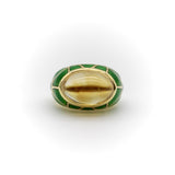 Vintage 18K Gold Citrine Cabochon and Green Enamel Roberto Legnazzi Ring ring Kirsten's Corner