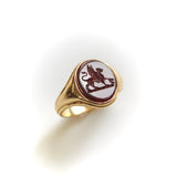 18K Gold Early Victorian Agate Griffin Intaglio Signet Ring Ring Kirsten's Corner