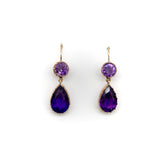 Victorian 12K Gold Collet Set Amethyst Drop Earrings earrings Kirsten's Corner