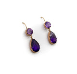 Victorian 12K Gold Collet Set Amethyst Drop Earrings earrings Kirsten's Corner