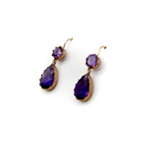 Victorian 12K Gold Collet Set Amethyst Drop Earrings earrings Kirsten's Corner