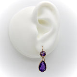 Victorian 12K Gold Collet Set Amethyst Drop Earrings earrings Kirsten's Corner