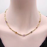 14K Gold Vintage Italian Multi-Gemstone Necklace Chains Kirsten's Corner