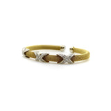 Vintage 14K Gold Woven Cuff Bracelet with Diamond X Details Bracelet Kirsten's Corner