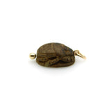 Egyptian Revival Brown Faience Scarab Pendant with 14K Gold Mount pendant, Charm Kirsten's Corner