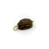 Egyptian Revival Brown Faience Scarab Pendant with 14K Gold Mount pendant, Charm Kirsten's Corner