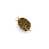 Egyptian Revival Brown Faience Scarab Pendant with 14K Gold Mount pendant, Charm Kirsten's Corner