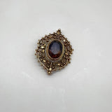 Etruscan Revival 14K Gold Smoky Topaz & Pearl Brooch-Pendant