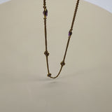 Edwardian 14K Gold Amethyst and Floral Station Chain