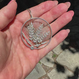 Edwardian Platinum and 18K Gold Diamond Open Work Wheat Medallion Pendant Necklace