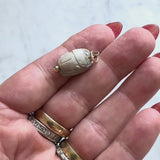 Egyptian Revival Gray Stone Scarab Pendant with 14K Gold Mount