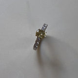 18K Gold Oval Yellow Diamond and Diamond Ring