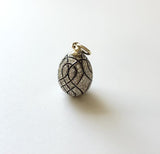 Soviet 18K Gold and Sterling Silver Vintage Micro Pave Diamond Egg Pendant