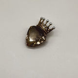 Vintage 9K Gold Smoky Quartz Crowned Heart Pendant