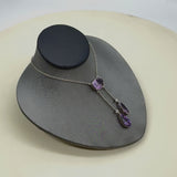 Edwardian Amethyst and Seed Pearl Sterling Silver Negligee Necklace