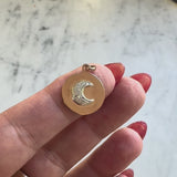 Vintage 14K Rose Gold and Diamond Crescent Moon Pendant