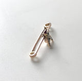 Victorian 9K Gold Fly Pin or Brooch with Diamonds, Rubies, and Sapphire