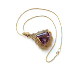 Mid-Century Modernist 14K Gold Amethyst Pendant Necklace