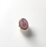 Victorian 14K Gold Banded Agate Intaglio Signet Ring